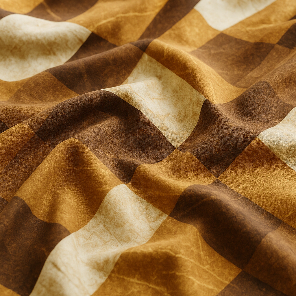 King Size Checkered Bedsheet Set with 2 Pillow Covers – Brown & Beige