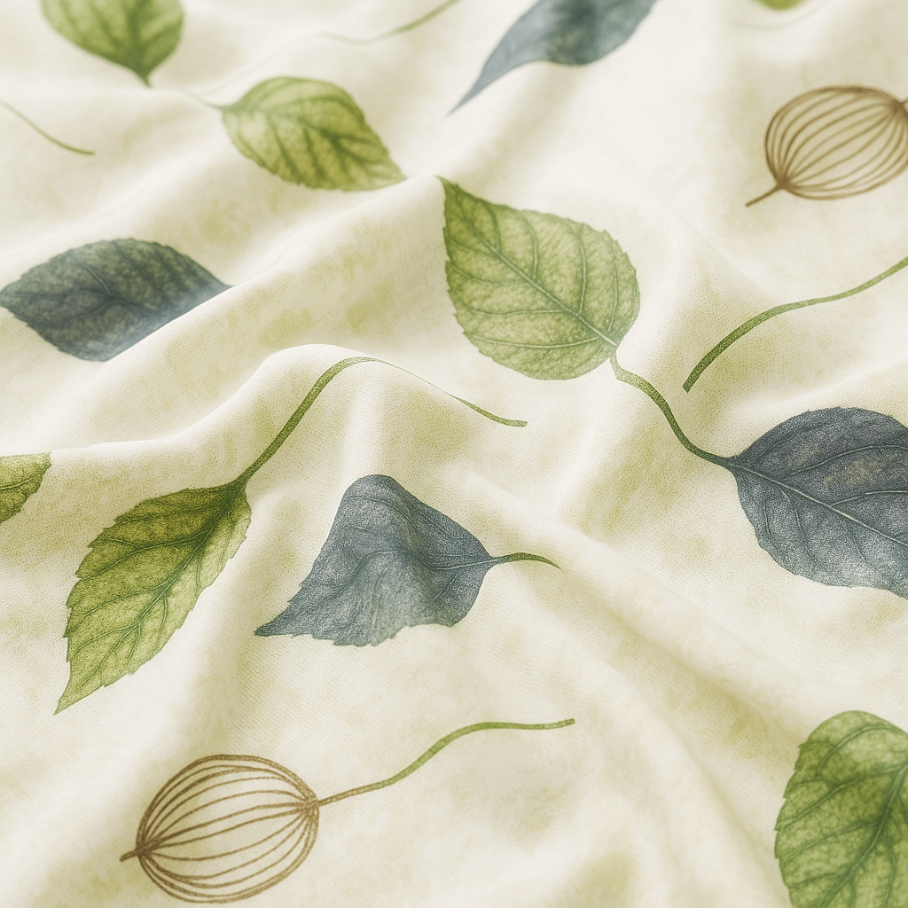 Earthy Green Leaf Bedsheet Set – Premium Cotton King Size with Pillowcases