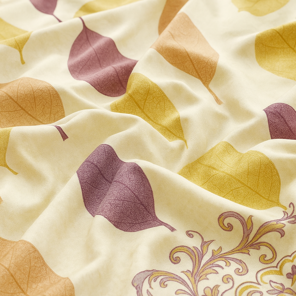 Elegant Fall Leaf Bedsheet Set – King Size, Warm Tones with 2 Pillowcases