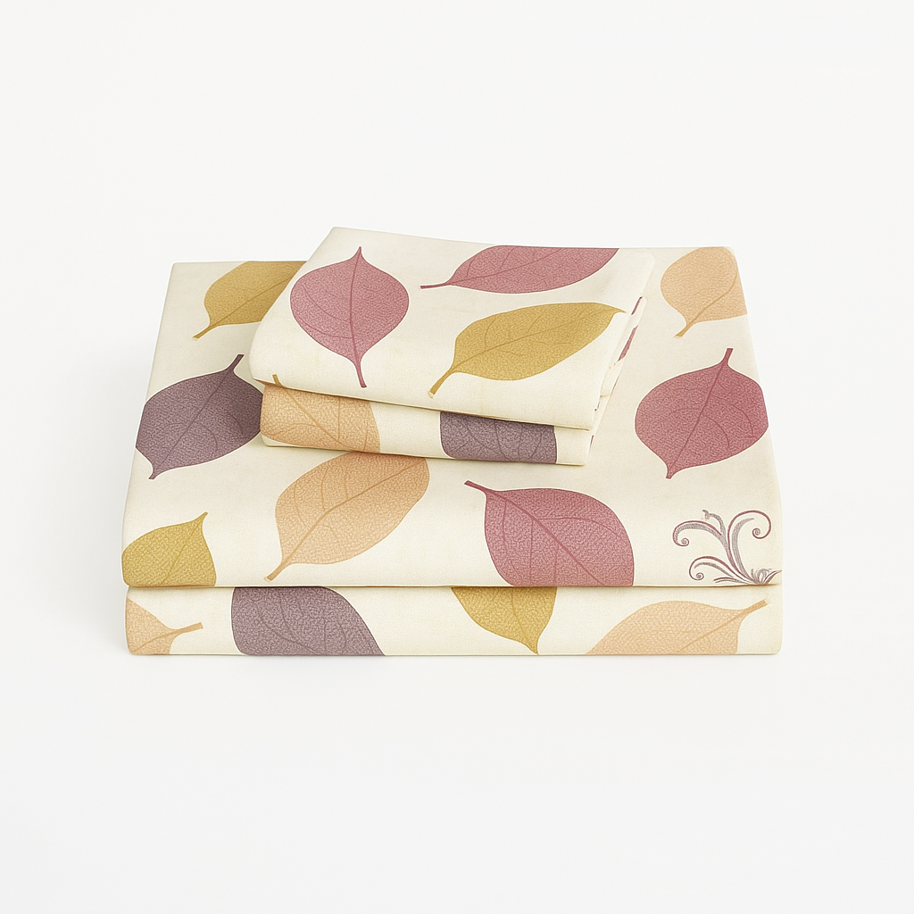 Elegant Fall Leaf Bedsheet Set – King Size, Warm Tones with 2 Pillowcases