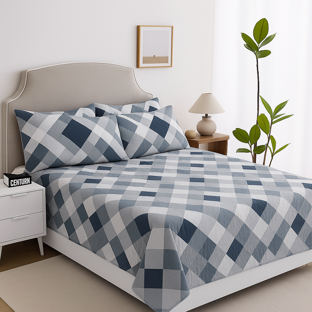 Elegant King Size Cotton Bedsheet with Botanical Print and Matching Pillow Covers