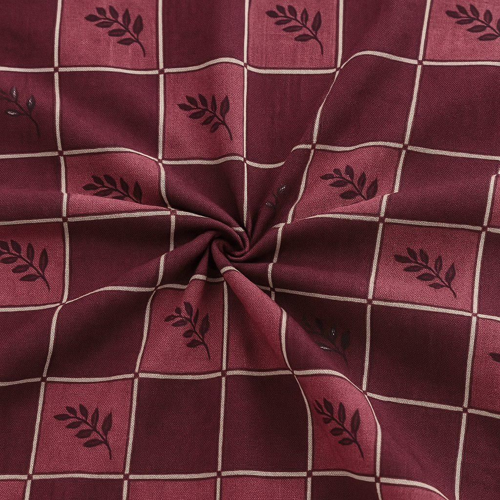 Elegant Checkered Queen Bedsheet Set – Maroon & Pink Blocks with 2 Pillow Covers
