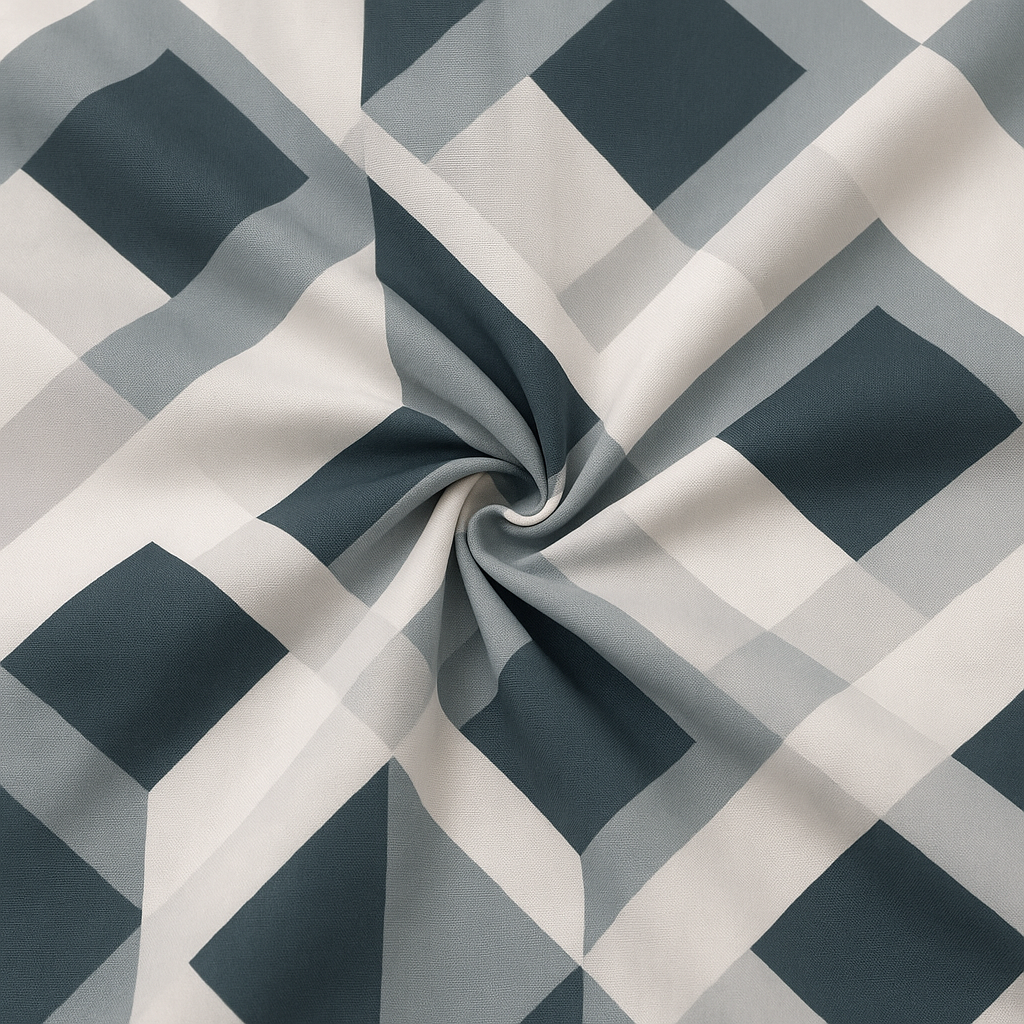 King Size Bedsheet Set with 2 Pillow Covers – Blue & Grey Diamond Checks