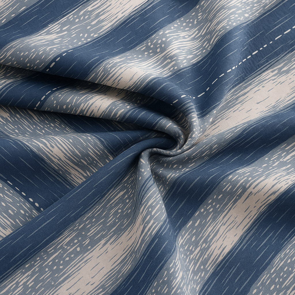 Modern Striped King Bedsheet Set – Navy Blue & Beige with 2 Pillow Covers