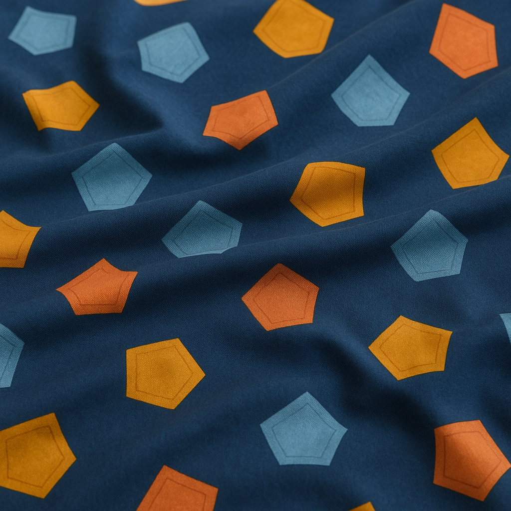 King Size Geometric Bedsheet Set with 2 Pillow Covers – Multicolor on Navy Blue